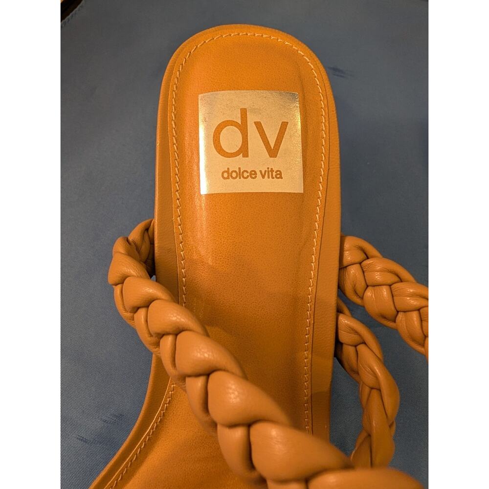 Dolce Vita Braided Block Heeled Sandals Paily Stella Tan Leather Shoes Size 7 - Picture 8 of 8